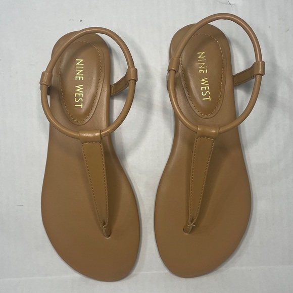 Nine West  Bassie Natural Neutral Nude Sandals Minimalist Design Size 5 - Picture 13 of 15